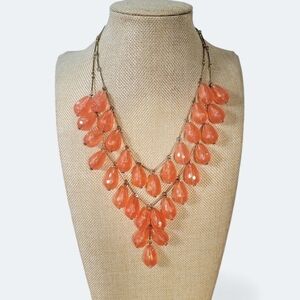 Water Drop Light Orange Baubles Double strand Statement Necklace